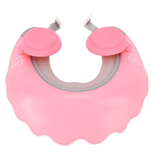 Bonnet De Bain En Silicone Pour Bebe, Visiere De Securite, Bonnet De Douche Avec Boucle Reglable Pour Le Lavage Des Cheveux, Rose 