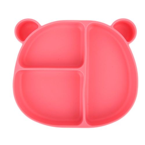Assiette A Ventouse Mignonne Pour Bebe, Divisee, Antiderapante, Resistante Aux Hautes Temperatures, Assiette A Ventouse Rose