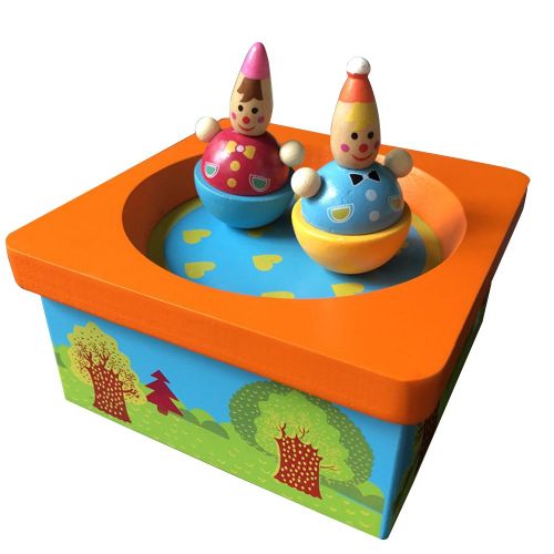 Boite a musique mecanique rotative manuelle en bois, jouet cadeau pour enfants
