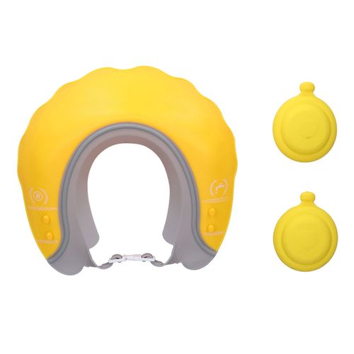 Bonnet De Douche Pour Bebe En Silicone, Impermeable, Reglable, Avec Protection Auditive, Jaune 