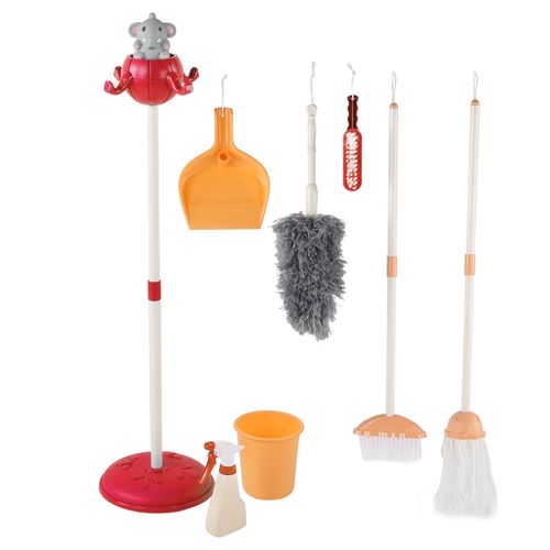 Kit de nettoyage pour enfants, jouet de simulation, outil de nettoyage detachable pour maison de poupee, cadeau pour enfant, rouge