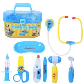 Coffret de jeu de docteur pour enfants, jeu educatif de simulation, jeu de role prescolaire, jouets bleus