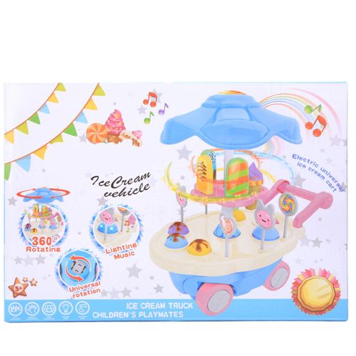 Chariot de glaces et de bonbons, jouet educatif pour enfants avec musique, bleu clair