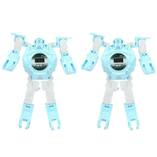 Montre-bracelet electronique deformee et transformable en robot, jouet educatif, cadeau pour enfant, bleu