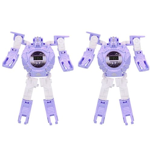 Montre-bracelet electronique deformee et transformable en robot, jouet educatif, cadeau pour enfant, violet
