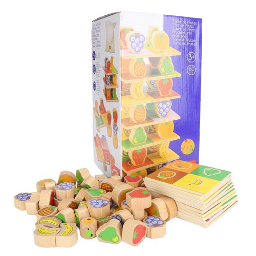 Jeu De Tour A Empiler En Bois Pour Enfants, Jeu De Societe Avec Image De Fruits Pour Enfants Et Tout-Petits