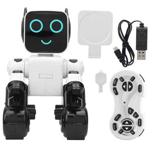 Robot telecommande programmable, chantant, dansant, interactif, a commande vocale, blanc