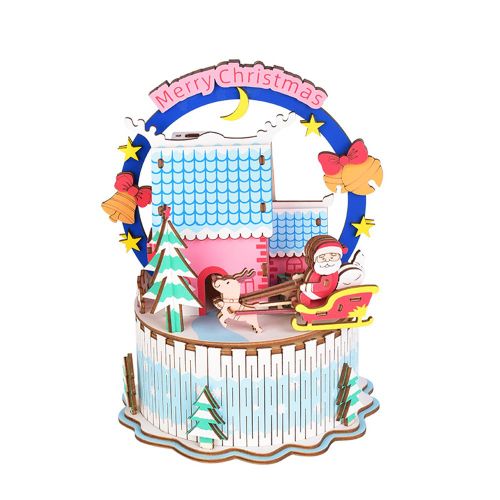 Boite a musique en bois innovante, cadeau d'anniversaire, decorations de Noel, jouets DIY pour enfants, reveillon de Noel en version anglaise