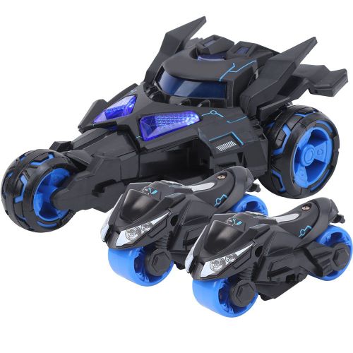 Modele de moto a tirer pour enfants, jouet electronique 3 en 1 avec musique legere, noir et bleu
