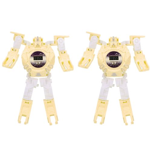 Montre-bracelet electronique deformee et transformable en robot, jouet educatif, cadeau pour enfant, jaune