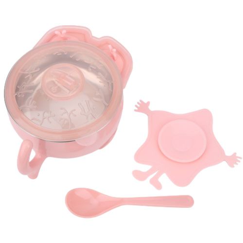 Bol Isolant En Acier Inoxydable Avec Injection D'eau Et Ventouse Pour Bebe (Rose)