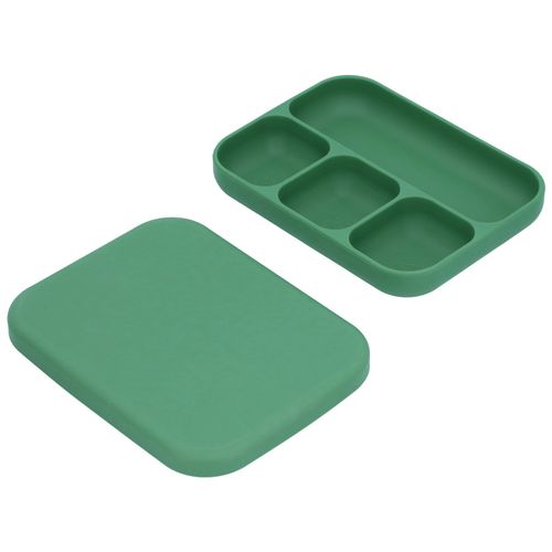 Assiette A Repas En Silicone Pour Bebe Avec Couvercle Et Ventouse, Resistante Aux Chutes, Pour Enfants, Vert