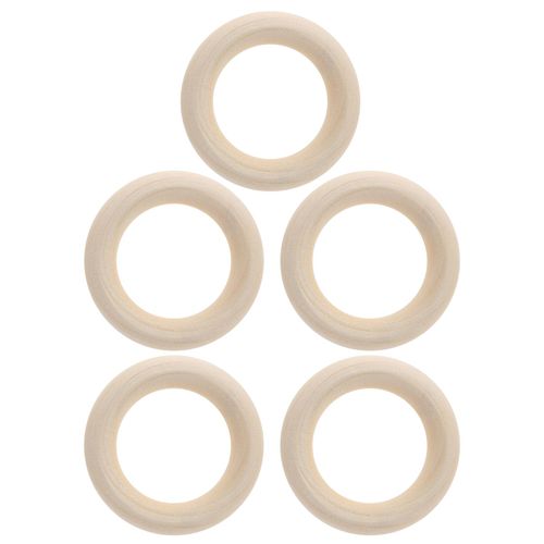 Lot De 5 Anneaux De Dentition En Bois Pour Bebe, Cercles Non Finis, Connecteurs De Pendentifs Artisanaux Diy, 35 Mm/1,4 Po