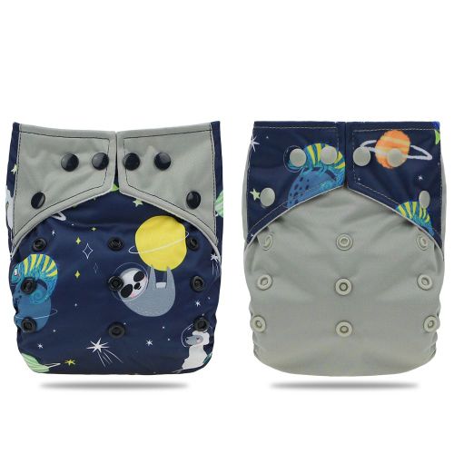 Lot De 2 Couches Lavables Pour Bebe, Respirantes Et Impermeables, Culottes D'entrainement Pour Nouveau-Ne, Motif Animal Spatial