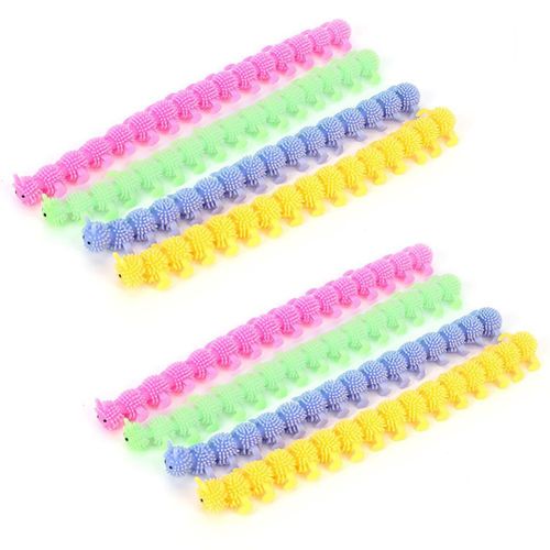 Lot de 8 jouets sensoriels en forme de chenilles, extensibles, anti-stress et anti-anxiete, pour adolescents et adultes