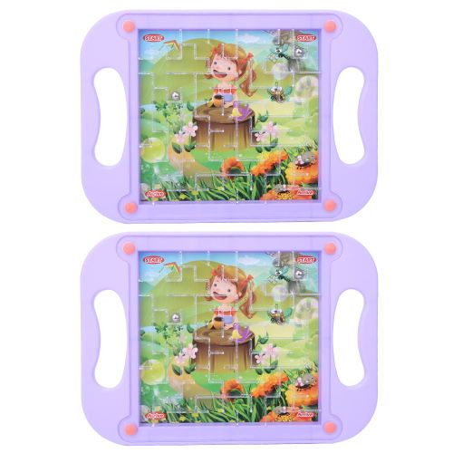 Lot de 2 labyrinthes educatifs en plastique pour enfants, jeu de societe d'entrainement cerebral, jouet educatif, violet