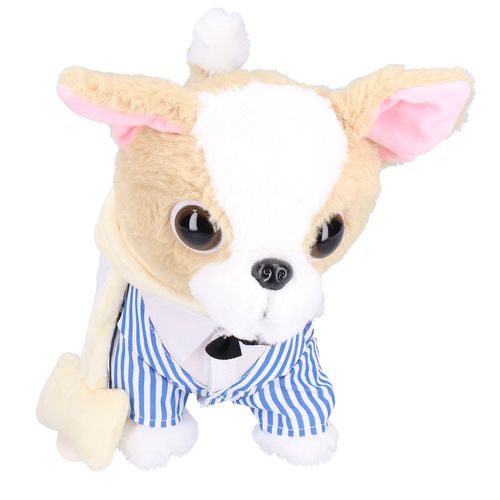 Chien en peluche electrique chantant et marchant, jouet interactif realiste pour enfants, cadeau, costume bleu