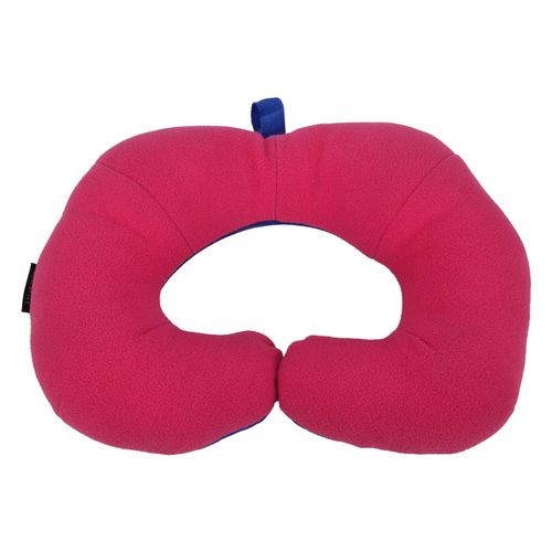Oreiller de voyage confortable et portable en forme de U pour avion, voiture, bleu royal et rouge