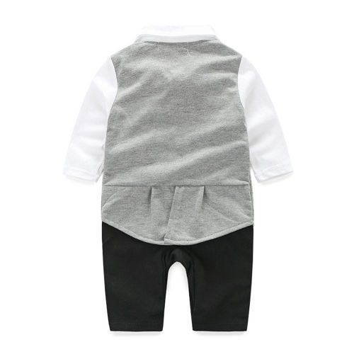 Combinaison Tendance Pour Bebe Avec Noud Papillon Et Manches Longues, Style Gentleman, Pour Le Printemps, Avec Noud Papillon Rouge, 80 Cm