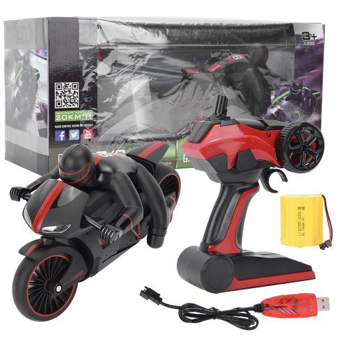 Moto telecommandee electrique 2,4 GHz a 4 canaux avec lumiere rouge