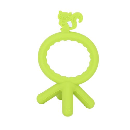 Anneau De Dentition En Silicone Antiderapant Pour Bebe, Mignon Ecureuil, Jouet A Macher Pour Bebe, Vert