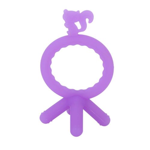 Anneau De Dentition En Silicone Antiderapant Pour Bebe, Mignon Ecureuil, Jouet A Macher Pour Bebe, Violet
