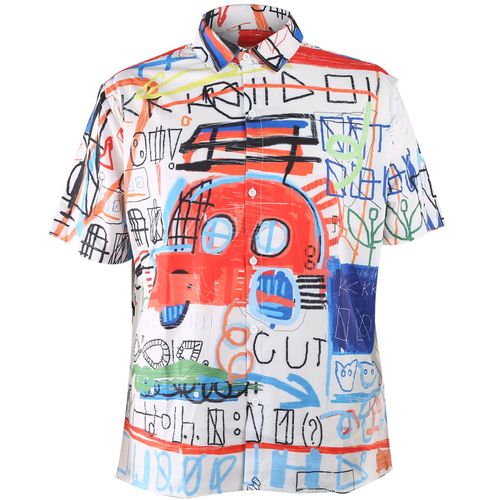 Chemise A Motif Graffiti Pour Homme, Style Decontracte, Manches Courtes, Ample, Ete, Ce011020 M