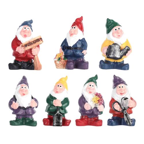 Lot de 7 figurines de nains miniatures pour decoration de Noel, pour maison de poupee