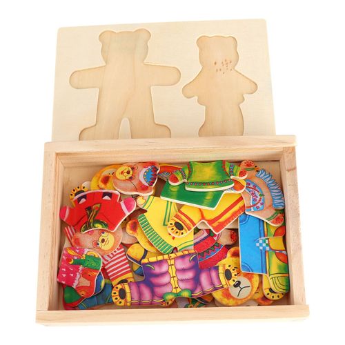 Puzzle En Bois Pour Enfants, Motif Ours, Dessin Anime, Jouet Educatif (Puzzle Ours)