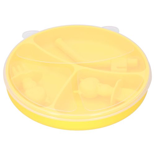 Assiettes En Silicone Antiderapantes Pour Bebe Et Enfant Avec Ventouse (Jaune)