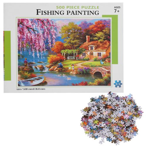 Puzzle De Peche, Peinture, Papier, Jouets Educatifs Pour Enfants, 500 Pieces, Cadeau Pour Enfants, Ll500-2
