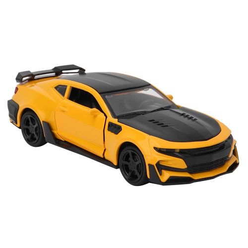 Voiture jouet a tirer pour enfant, echelle 1:32, avec son et lumiere, jaune