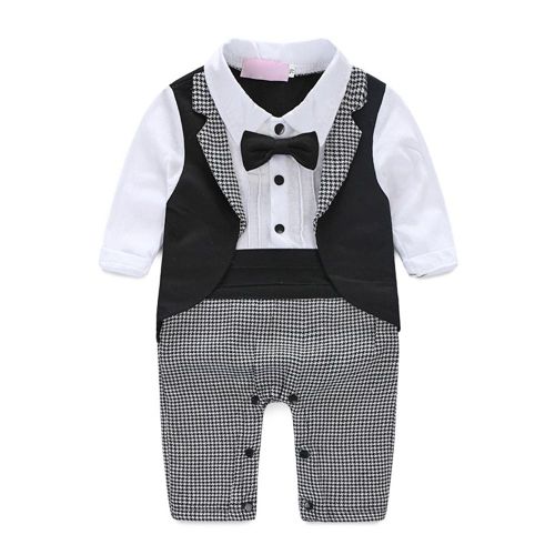 Combinaison Tendance Pour Bebe Avec Noud Papillon Et Manches Longues, Style Gentleman, Pour Le Printemps, Avec Noud Papillon Noir, 80 Cm