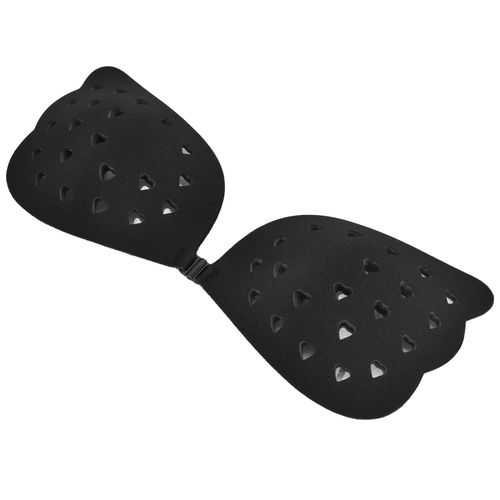 Soutien-Gorge Adhesif Sans Couture Pour Femme, Cache-Tetons Sans Bretelles Avec Boucle Frontale, Pour Robe Dos Nu, Noir