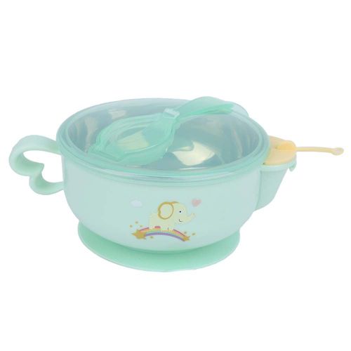 Bol Pour Bebe Avec Base A Ventouse, En Acier Inoxydable, Conservation De La Chaleur, Vert