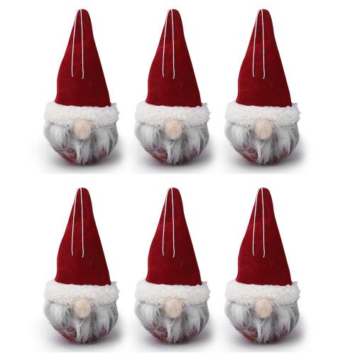 Lot de 6 jouets de Noel pour enfants, decoration de sapin de Noel mignonne, poupee a suspendre, rouge