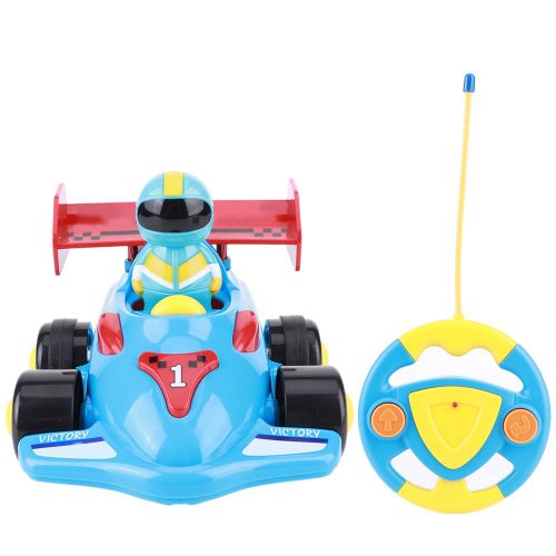 Voiture Telecommandee 2 Canaux Pour Enfants, Jouet Educatif, Electrique, Dessin Anime, Modele De Voiture Rc, Bleu