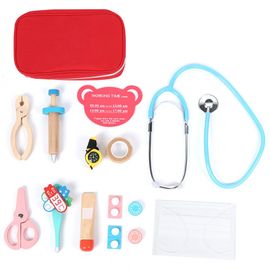 Maison de jeu pour enfants, ensemble d'accessoires de simulation de docteur, jouet educatif precoce en bois, rouge