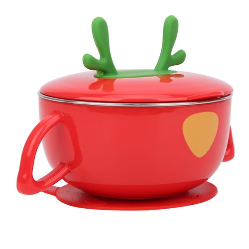 Bol D'alimentation Pour Nourrisson En Acier Inoxydable, Vaisselle Pour Tout-Petits, Ustensiles Pour Nouveau-Nes Avec Couvercle, Rouge Tomate #1