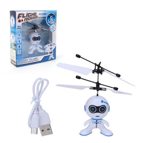 Robot Intelligent A Detection Manuelle, Avion Electronique Suspendu Avec Lumiere, Jouet Pour Enfants, Blanc