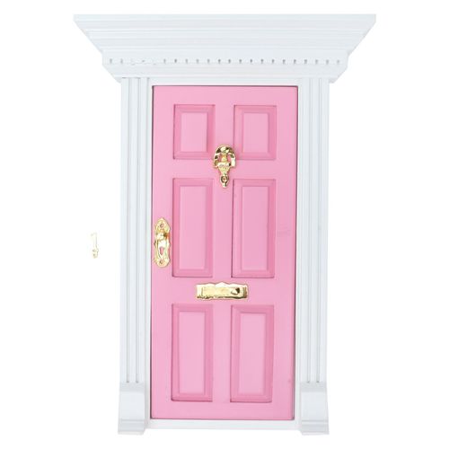 Porte en bois pour maison de poupee 1:12, modele de meuble miniature exquis, jouet de jeu, rose