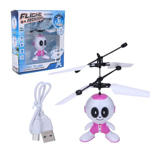 Robot intelligent a detection manuelle, avion electronique suspendu avec lumiere, jouet pour enfants, rose