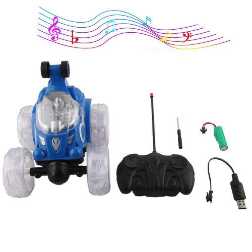 Voiture de cascade telecommandee Invincible Tornado, rotative a 360¡ã, double face, rechargeable, avec musique legere, pour enfants