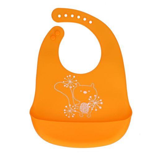 Bavoirs En Silicone Pour Bebe, Doux, Impermeables Et Faciles A Nettoyer, Pour Les Tout-Petits De 0 A 6 Ans, Orange