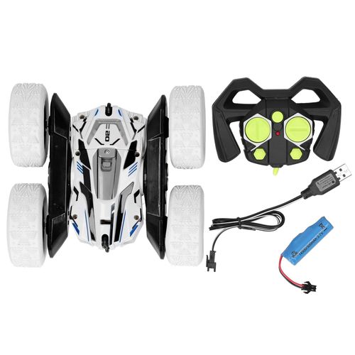 Voiture telecommandee sans fil 2,4 GHz pour enfants, double rotation, derive, jouet, cadeau pour enfants, avec musique?? Blanc