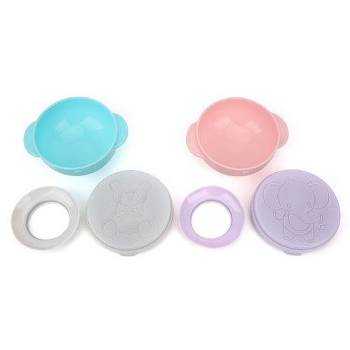 Ensemble De Bols Pour Bebe Avec Base A Forte Aspiration, Bols Portables En Silicone Pour Enfants Et Tout-Petits, Rose Et Bleu