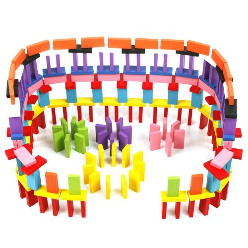 Dominos en bois 120 pieces, jeu educatif pour l'apprentissage precoce des enfants