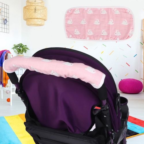 Housse De Protection Douce Et Absorbante Pour Poignee De Poussette (Rose)