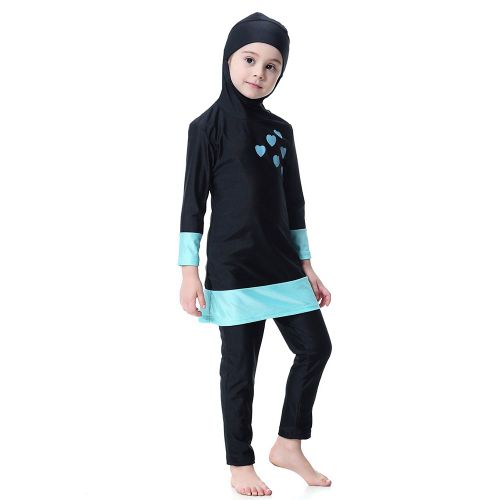 Maillot De Bain A Manches Longues Et Pantalon Long Pour Fille Musulmane (Noir 90)