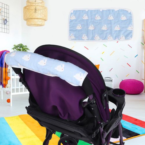 Housse De Protection Douce Et Absorbante Pour Poignee De Poussette (Bleu)